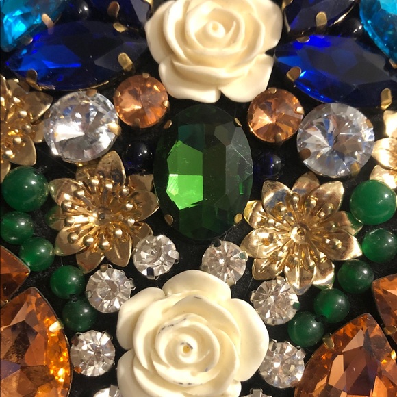 Vintage Floral Gemstone Necklace with Red, Blue, and Green Accents - Picture 5 of 12